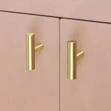 6/12/24pcs Gold T-Shaped Drawer Pulls, Metal Drawer Handles, Suitable For Vanity, Cabinet, Door - Modern Home Decor Hardware, Suitable For Kitchen And Bathroom - Gold - View 1