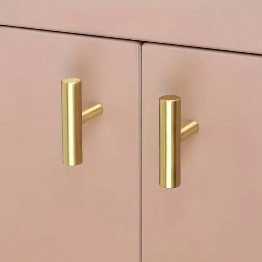 6/12/24pcs Gold T-Shaped Drawer Pulls, Metal Drawer Handles, Suitable For Vanity, Cabinet, Door - Modern Home Decor Hardware, Suitable For Kitchen And Bathroom - Gold - View 1