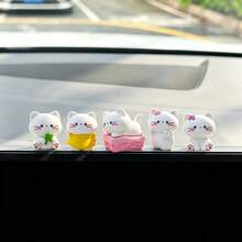 5pcs Creative Cute Spring Cat Car Desktop Ornament DIY Car Interior Office Desk Computer Screen Decor Accessories Holiday Gift - Spring Kitten - View 3