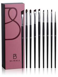 BS-MALL Precise Makeup Professional 12/8 Pcs Animal Hair Eyeshadow Brush Set - Black - View 10