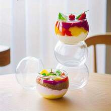 1/10/20/30/50/60/80/100pcs Clear Round Mini Dessert Cups, Spherical Transparent Cups With Excellent Clarity And Texture, Suitable For Ice Cream, Jelly, Pudding, Desserts, DIY Storage, Party Decorations, Home Gathering Creative Platter Display Container Set - Clear - View 3