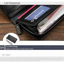 Men's Long Zipper Wallet High-Quality PU Leather Men's Wallet RFID Anti-Theft Business Clutch Credit Card Holder Wallet - Black - View 6