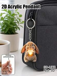Cute 2d Flat Acrylic Lop-Eared Rabbit Heart Keychain, Bag Charm, Car Keychain Accessory, Gift For Girls (The Charm Is Flat, Not 3d). - Multicolor - View 8