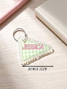 Personalized Custom Text Acrylic Keychain, Wavy Edge Triangle Pendant With Plaid Pattern, Customized Name Key Ring, Suitable For Water Bottle/Bag/Backpack/Laptop, Office, Teacher Gift, Student Gift, Birthday/Christmas/Holiday Surprise - Multicolor - View 8