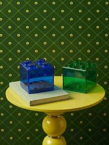Building Block Shaped Transparent Piggy Bank, Stackable, Dopamine Style, Green/Yellow/Red/Blue, Home Decor Ornament, Suitable For Living Room/Bedroom/Study, Perfect For Back To School, Halloween, Christmas - Multicolor - View 7