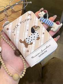 1pc Cute Embroidered Dachshund Short Wallet, Zipper Card Case, Colorful Multi Card Slots Coin Purse For Daily Use - Multicolor - View 9