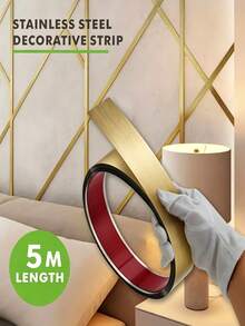 Matte Stainless Steel Self-Adhesive Wall Trim, Metallic Texture, Easy Installation, Suitable For Home Decor, Flat Screen TV Background Wall Frame, Metal Self-Adhesive Line - A - View 4