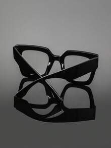 1 Pair Men's Thick Frame Large Square Non-Prescription Glasses, Personalized Bold Minimalist Steady Fashion Eyewear, Suitable For Street Style, Daily Commute, And Gathering With Friends - Clear - View 6