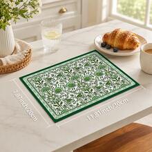 1pc Green Vintage Floral Vine Pattern Kitchen Absorbent Drying Mat, Elegant Pastoral Style, Suitable For Kitchen Countertop, Coffee Machine, Dining Table And Daily Home Decor - Multicolor - View 10