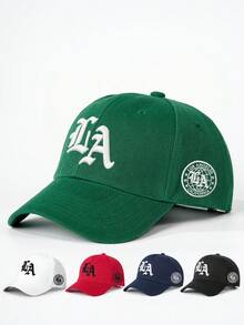 1pc Men's Gothic LA Letter Embroidered Baseball Cap, Street Fashion Casual Hat, Spring/Autumn Travel, Beach Vacation - Baseball Cap - View 1