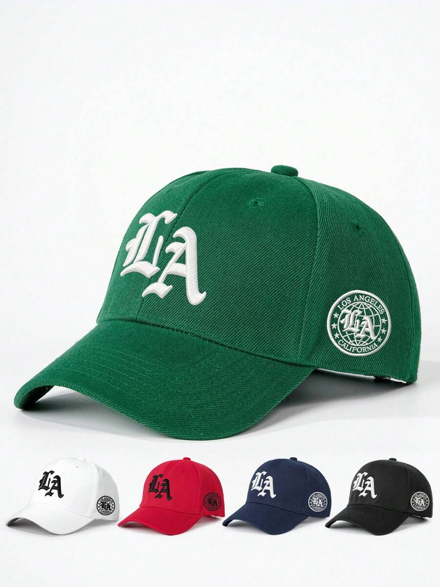 1pc Men's Gothic LA Letter Embroidered Baseball Cap, Street Fashion Casual Hat, Spring/Autumn Travel, Beach Vacation - Baseball Cap - View 1