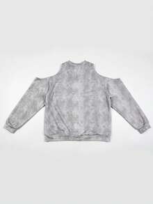 Korean Style Sweet Cool Hot Girl Spider Graffiti Off-Shoulder Long Sleeve Sweatshirt Women Autumn Winter Design Loose Slimming Top - Light Grey - View 7