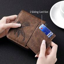1pc Men's Fashion Vintage Short Wallet, Slim Casual Zipper Soft Leather Wallet With Multiple Card Slots And Large Capacity, PU Credit Card Holder, Small Zipper Coin Pouch With Zipper And Button Closure, Business Wallet, Ideal Gift For Men - Multicolor - View 5