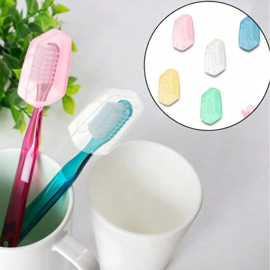 3/5/8pcs Travel Toothbrush Head Protective Covers, Toothbrush Protective Caps, Brush Box Protective Covers, Portable Plastic Clips, Suitable For Home/Travel/Camping/Bathroom/School/Business Trip (Random Color) - Multicolor - View 1