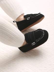 Newborn Shoes Classic Leather Soft Sole Anti-Slip Toddler Walking Shoes, Suitable For Boys And Girls - Black - View 5
