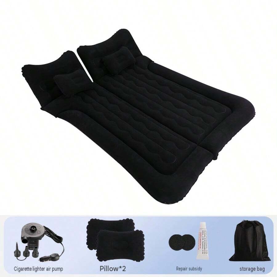Single Camping Air Mattress With Built-In Electric Pump, Durable PVC Inflatable Bed For Car And Tent, Portable Foldable Sleeping Pad For Outdoor Indoor - A - View 1