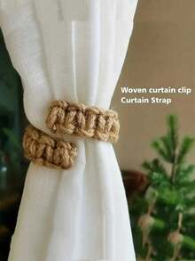 1/2/4pcs Jute Rope Curtain Tiebacks, Handwoven Knotted Style Adjustable Open Ring Curtain Tiebacks, Suitable For Pastoral Country Style Curtain Decor, Saudi Arabia National Day Event, Home Decoration, National Day Gift, Event, Philosophy, Winter, Graduation Ceremony, Ramadan, Premium, Oddities, Autumn, Color, Kitchen Decor - Multicolor - View 10