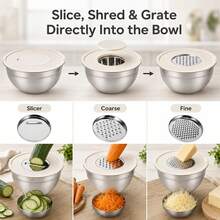 6 Pcs Stainless Steel Mixing Bowls Set With Airtight Lids, Bottom Nesting Bowls For Baking, Cooking & Food Storage - View 3