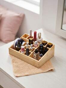Organizer Kosmetik Bambu Multi-Kompartemen, Tempat Penyimpanan Makeup Meja, Baki Multi-Slot untuk Lipstik, Parfum, Minyak Esensial, Perawatan Kulit, Meja Rias, Kamar Tidur, Hadiah untuk Wanita - View 6