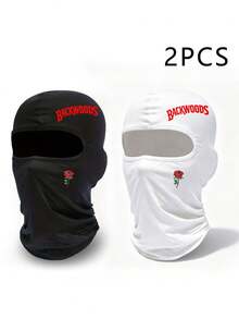 2pcs Y2K Ski Hats Unisex Printed Backwoods Rose Cycling Face Mask Cap Breathable Fashion Baseball Cap Suitable For Daily Outdoor Travel Sun Protection Wear - Black+White - View 1
