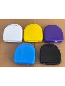 1 Pack New Dental Retainer Case With Ventilation Holes, Mini Portable Denture Box, Orthodontic Appliance Storage Box, Denture Case, Simple Solid Color Denture Container, Plastic Denture Storage Box, Portable Denture Storage Box With Holes - Multicolor - View 2
