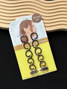 2PCS/Set Braid Styling Tool, Lazy Hair Braiding And Twist Plait Maker For Hair Styling, Hair Braid Accessory Tool, For Daily Hair Styling And Travel Use - Brown - View 4