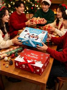 24/12/4 piezas/1 pieza Cajas de regalo de Navidad, cajas de papel con dibujos animados, cajas de regalo para fiestas y vacaciones, cajas decorativas para envolver regalos, cajas de regalo de papel de Navidad. Juego de cajas de regalo de Navidad grandes vacías, cajas decorativas para regalos de galletas, manzanas y caramelos de Papá Noel - Multicolor - Ver 2