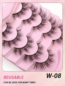 ENCHUW 5 Pairs Full Strip Lashes Natural Soft Wispy Cross False Eyelashes Daily Wear Lashes Strip Lashes,Eyelashes, Fake Lashes - Black - View 4