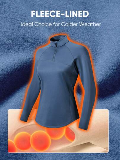 HOTSUIT Top pullover à manches longues pour femmes, Top de sport doublé de polaire, convient pour l'entraînement en salle de sport, le jogging, les sports de plein air et le port quotidien décontracté