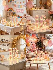 1pc Pink Sequin Glowing Letter/Number Desktop Decorative Night Light, Romantic Proposal Birthday Party Atmosphere Light, Guide Light - Q2-pink Letter Light - View 7