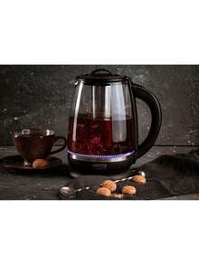 CAMRY Glass Electric Kettle With Tea Infuser & Temperature Control, Glass Tea Kettle - 2L Capacity, 360 Swivel Base, Stainless Steel Element, Black - EU E Type Plug(220-240V) - View 5