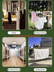 Portable Retractable Clothesline With 12 Strong Clips, Lightweight Foldable Travel Laundry Rope, Space-Saving Adjustable Cord For Indoor/Outdoor Drying, Camping, Apartment, Dorm, Balcony - View 7