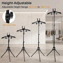 Garment Steamer Stand, Steam Ironing Rack, Handheld Steamer Holder, Foldable & Height Adjustable Clothes Drying And Ironing Rack With Adjustable Vertical Hanger Pole; Dual Function As Portable Lint Remover And Ironing Board Support, 360° Rotating Arm Design, Multi-Layer Hanging For Clothes, Suitable For Bedroom Wardrobe, Travel And Home Use, Space-Saving, Sturdy And Durable - View 1