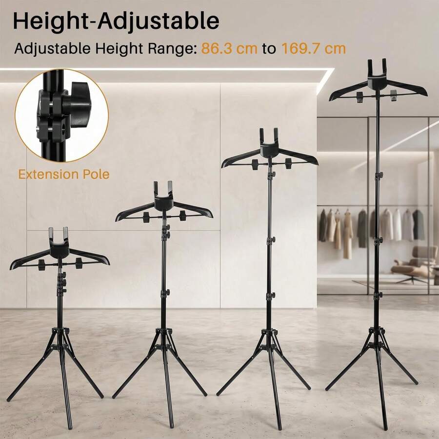Garment Steamer Stand, Steam Ironing Rack, Handheld Steamer Holder, Foldable & Height Adjustable Clothes Drying And Ironing Rack With Adjustable Vertical Hanger Pole; Dual Function As Portable Lint Remover And Ironing Board Support, 360° Rotating Arm Design, Multi-Layer Hanging For Clothes, Suitable For Bedroom Wardrobe, Travel And Home Use, Space-Saving, Sturdy And Durable - View 1