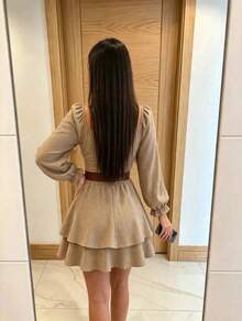Women Mini Dresses - Beige - View 3