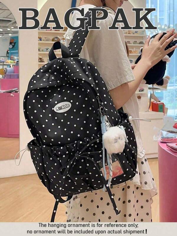 Japanese Sweet Student Backpack For Middle School Girls, Simple And Versatile. Suitable For Elementary Students, Shopping, Wallet, Shopping, Young Women, College Students, Newcomers, White-Collar Workers, Etc. No Pendant. Suitable For Office, School, Work, Business, Commuting, Outdoor Activities, Travel, Outings. Hanging Decoration Is For Reference Only, Actual Shipment Without Hanging Decoration