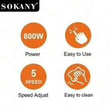 SOKANY 02017 800W 3-In-1 Food Processor, Combines Hand Mixer And Blender, 5 Speed Settings, Quickly Whip Cream, Egg Whites, Knead Dough, 304 Stainless Steel Beaters Easy To Clean, Essential Kitchen Tool For Daily Cooking And Baking - Silver - View 4