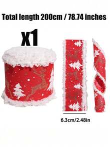 Cinta decorativa navideña de 5/2/1m, cinta navideña rosa, no deformable, adecuada para materiales de manualidades/lazos & decoración navideña/envoltura de regalos/decoración del hogar - Talla única - Ver 13