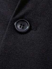 Korean Style Solid Color Men's Single-Breasted Blazer, Minimalist Business, Banquet, Wedding, Casual Suit Jacket - Black - View 7