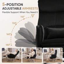 Wide Cross Legged Office Chair For Big And Tall With Retractable Footrest And Flip Up Armrests For Home Office Study Vanity Bedroom Furniture, Reclining Ergonomic Computer Desk Chair, Black, 1 Pack - Black - View 4