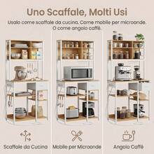 VASAGLE Scaffale da Cucina con Prese, Scaffale per Microonde, Ripiani Regolabili, Cassetto in Tessuto, 12 Ganci, 40 x 80 x 180,8 cm, Bianco Opaco e Rovere Dorato - Bianco opaco e rovere dorato - Visualizzare 8