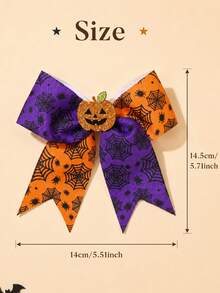 1 قطعة مشبك شعر فيونكة للبنات لعيد الهالوين، بطبعة شبكة العنكبوت، مشبك شعر فيونكة مزين باليقطين اللامع، إكسسوار شعر للحفلات والاستخدام اليومي - متعدد الألوان - مشاهدة 7