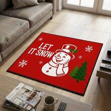 1pc Red Christmas Snowman Doormat, Holiday Atmosphere, Warm, Healing, Ins Style, Fresh, Suitable For Bedroom, Entryway And Living Room, Soft, Durable, Non-Slip, Machine Washable, Suitable For Kitchen, Living Room, Bedroom And Office, Laundry Room, Bathroom Decoration - Mustard Yellow - View 10