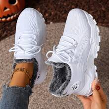 Nti-Slip Sole, Available In Black And White, Suitable For Cold Weather, Wide Design Ideal For Outdoor Walking, Winter Women's Shoes, Women's Sneakers. - Black - View 6