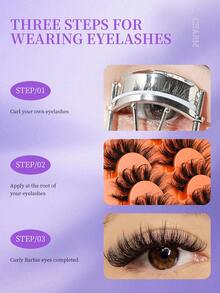 7 Pairs Thick Voluminous Full Lash False Eyelashes, 3D Big Eye Camera-Ready Style - View 5