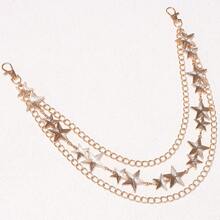 1pc Personalized Starry Double-Layer Metal Pants Chain, Hot Girl Sweet & Cool Style Metal Pants Chain Accessory - Gold - View 6