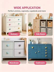 8/6/4/1pc Pink Ceramic Heart-Shaped Drawer Handle With Screws, Decorative Handle For Baby Girl's Room, Suitable For Drawer And Wardrobe Handles - Multicolor - View 7