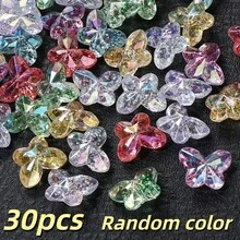 30pcs AB Color Acrylic Butterfly Beads With Glitter Transparent Faceted Butterfly Loose Spacer Beads For Jewelry Making DIY Bracelet Necklace Earring - Butterfly - View 10