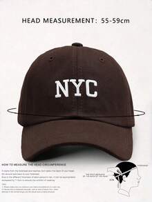 1pc Outdoor Adjustable Sun Protection Embroidered Letter Baseball Cap, Suitable For Spring And Autumn - Brown - View 3