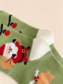 3/5 Pairs Random Style Christmas Mid-Calf Socks, Santa Claus Christmas Tree Gingerbread Man Reindeer Jacquard Casual Socks, Unisex Holiday Gift Socks - Multicolor - View 6